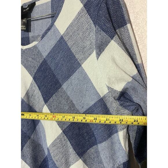 Ali Miles Blouse Women Size L Blue Plaid Tunic Shirt Button Relaxed Timeless - Picture 7 of 7